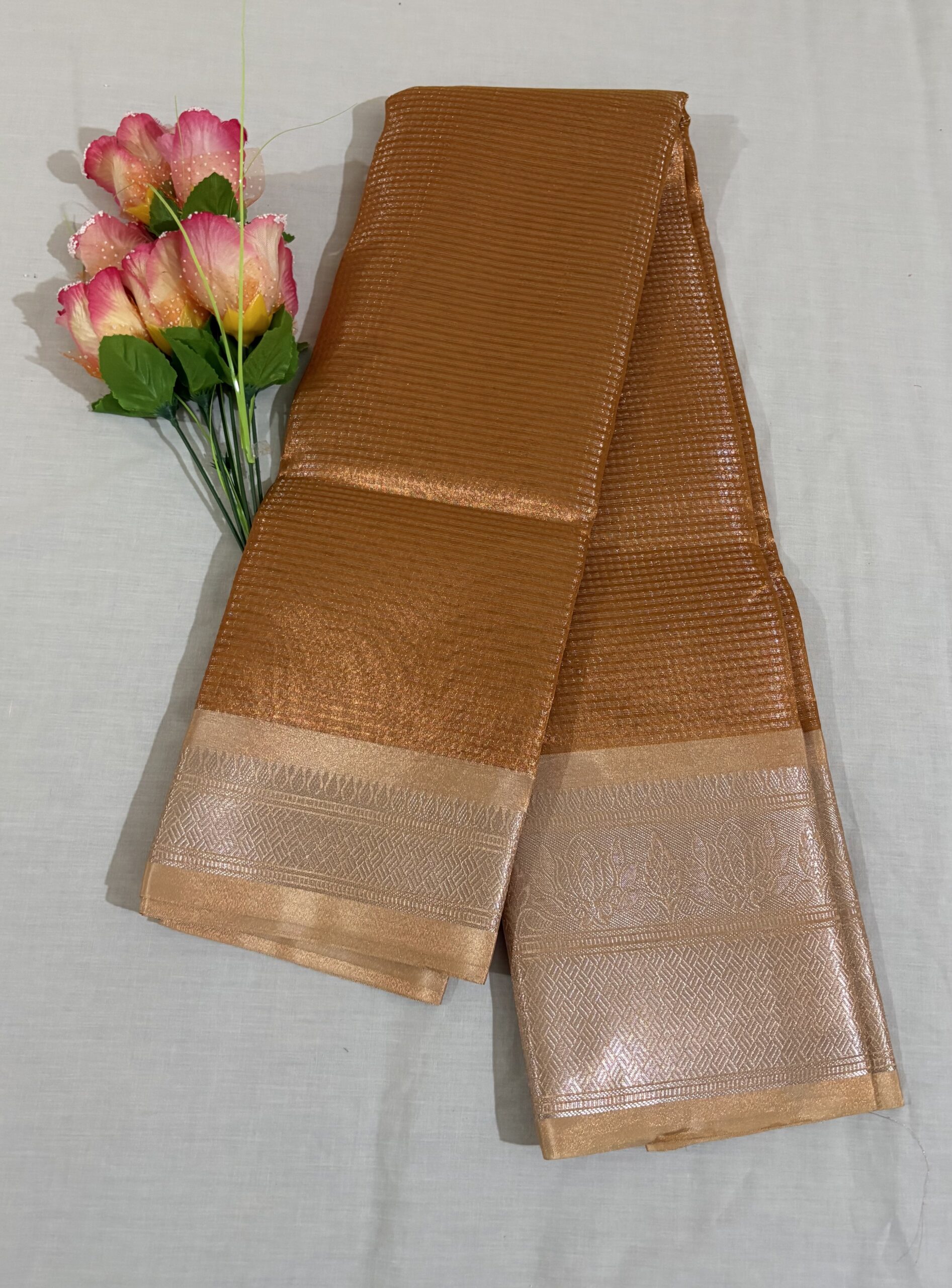 Nayanthara Inspired Tissue Silver Zari