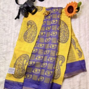 Silk cotton yellow with purple