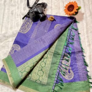 Silk cotton purple with green