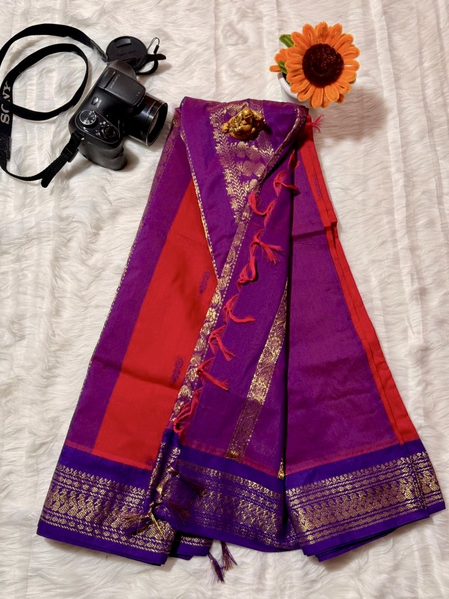 Kalyani cotton bright red with purple