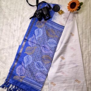 Sandya degital print saree white with blue