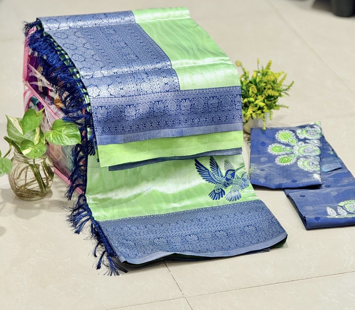 Premium quality saree with Aari work blouse