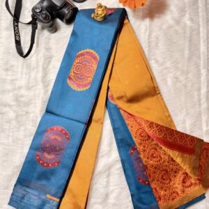 Kalani silk mustard yellow with blue