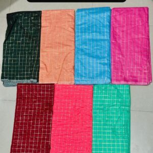 1+ Check saree dark green