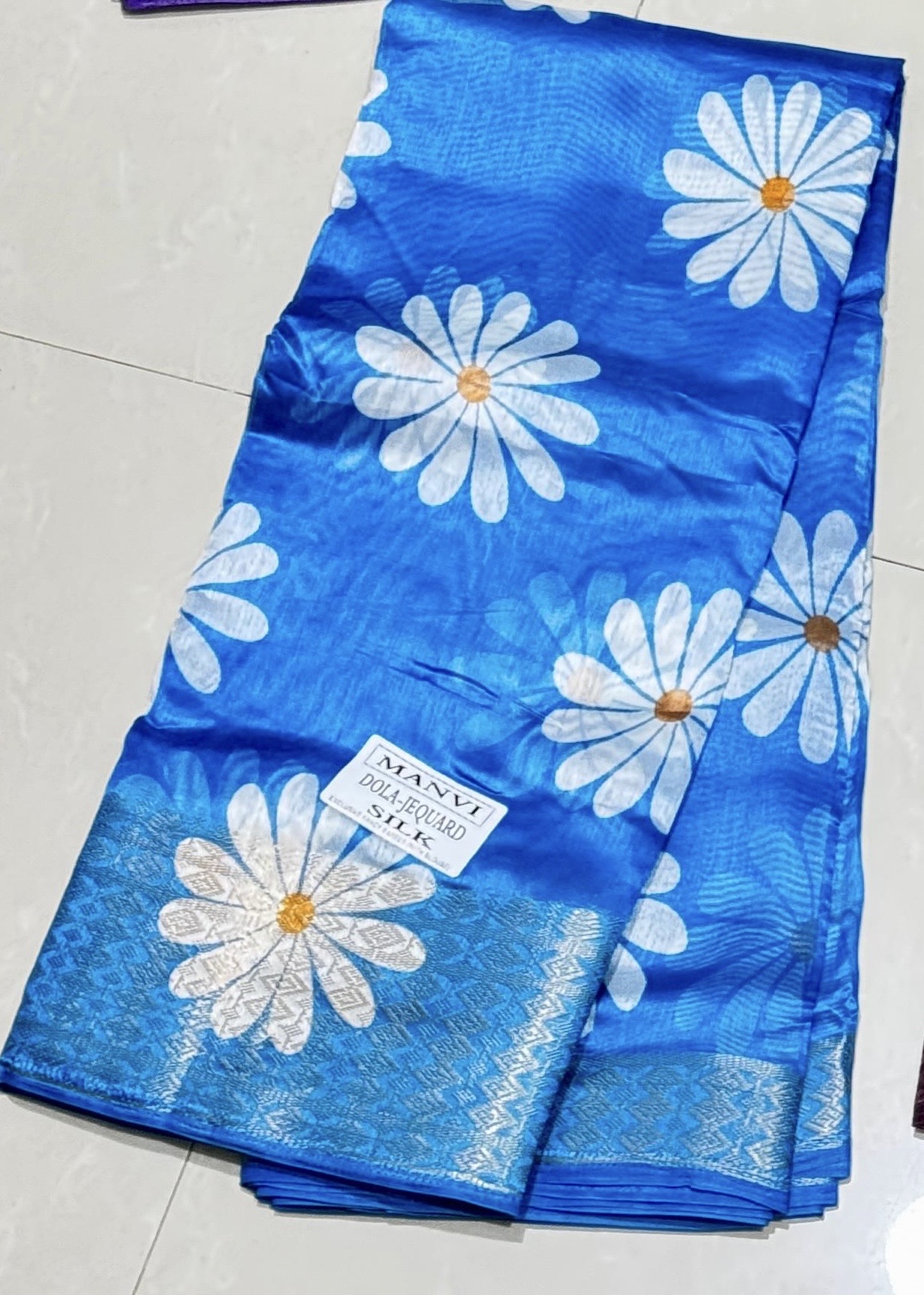 Floral- official saree ( bright royal blue )