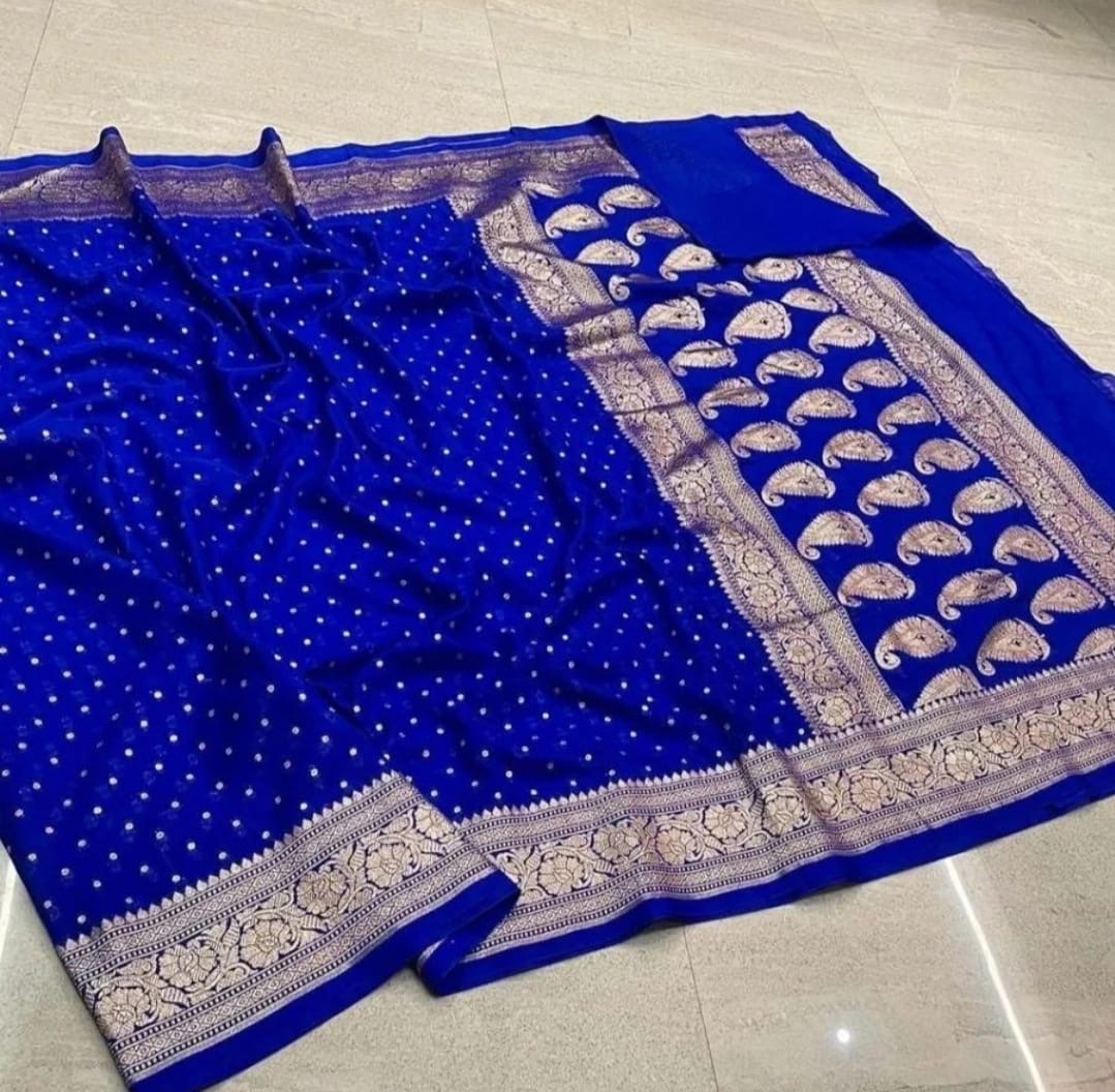 Banarasi soft georgette cotton saree( Blue )