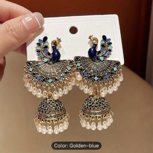 Vintage design peacock shaped Tassel Earring