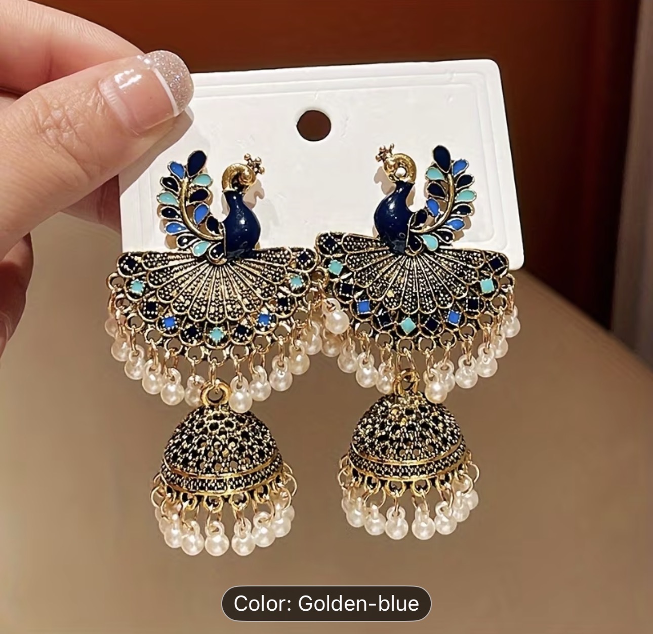 Vintage design peacock shaped Tassel Earring