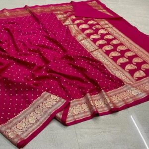 Banarasi Soft georgette cotton saree ( Red)