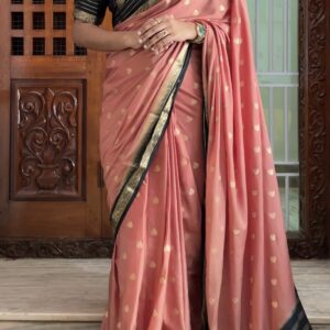 Crepe silk butti zip and go ready made saree