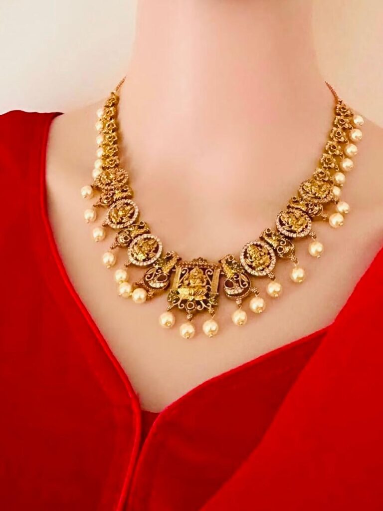 Antique Lakshmi Coin & Pearl Necklace